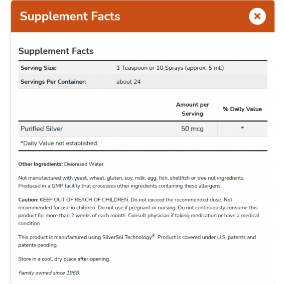 Silver Solution liquid 118ml - colloïdale zilveroplossing 10ppm | NOW
