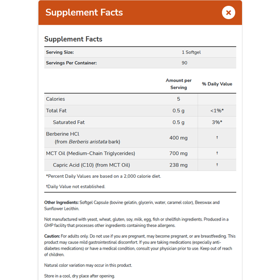 Berberine Glucose Support 90 softgels  - supports glucose and lipid levels | NOW