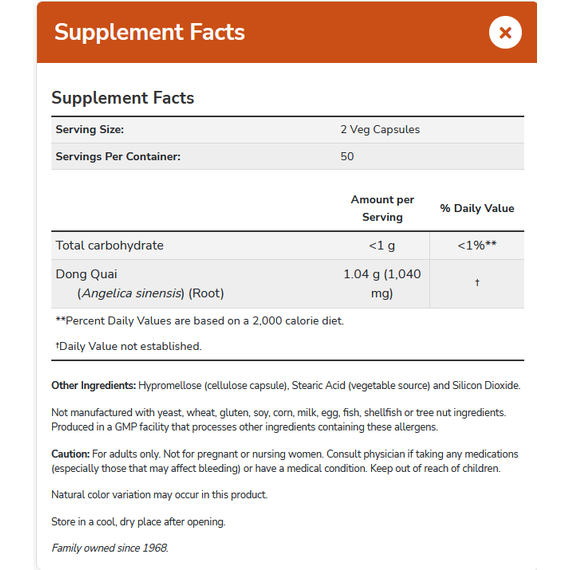 Dong Quai 520mg 100 v-capsules - een tonicum voor de vrouwelijke geslachtsorganen | NOW