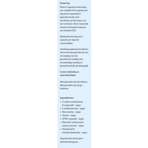 Vega Booster 180 v-capsules - 5 essential 'meaty' micronutrients for vegans | Power Supplements