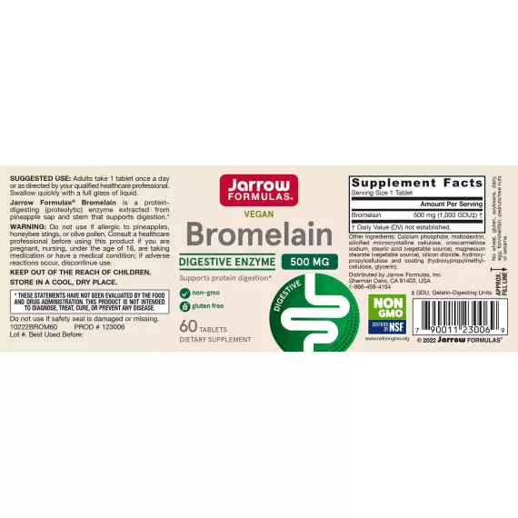Bromelain 1000GDU 60 tabletten  -  bromelaïne voor betere spijsvertering en gezonde ontstekingsreactie | Jarrow Formulas