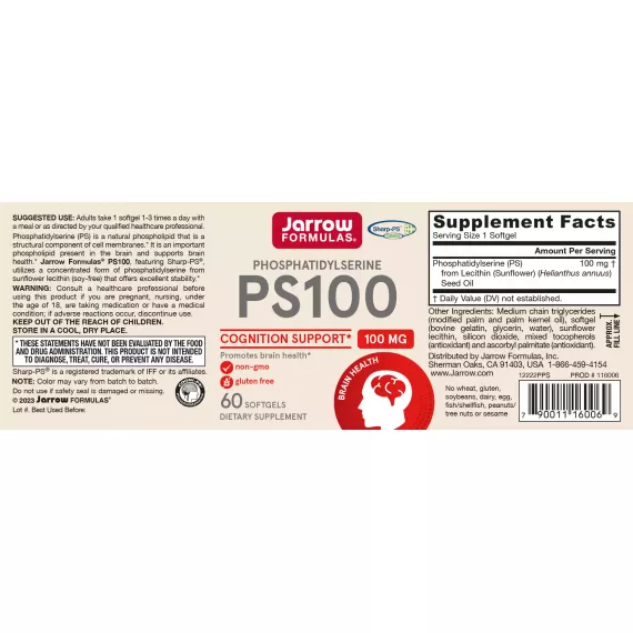 PS-100 60 softgels - phosphatidylserine for improved memory and muscle performance | Jarrow Formulas