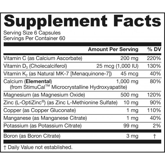 Bone-Up 360 capsules voordeelverpakking - calcium (MCHA) , magnesium, vitamine C, D3, K2 (MK7) | Jarrow Formulas