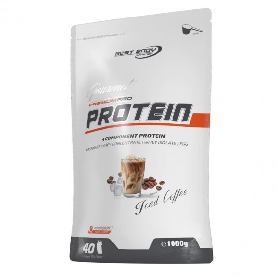 Gourmet Premium Pro Protein 1kg ICED COFFEE - time-released eiwit met een matrix van caseïne, whey en ei-eiwit | Best Body