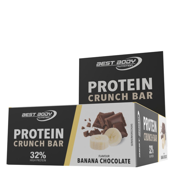 Protein Crunch Bar 35g banana chocolate - 12 knapperige eiwitrepen met luchtige lichte eiwitvulling en heerlijk laagje chocolade | Best Body