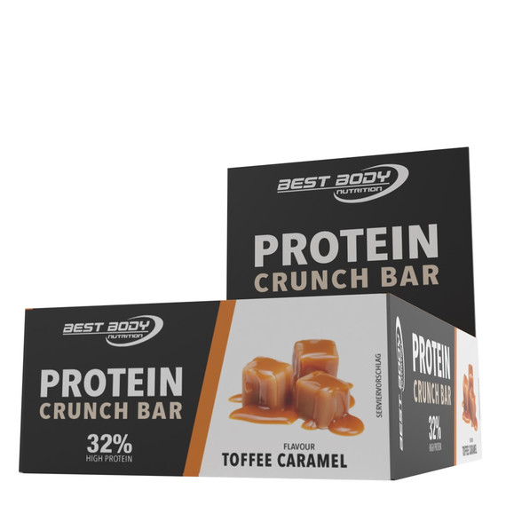 Protein Crunch Bar 35g toffee caramel - 12 knapperige eiwitrepen met luchtige lichte eiwitvulling en heerlijk laagje chocolade | Best Body
