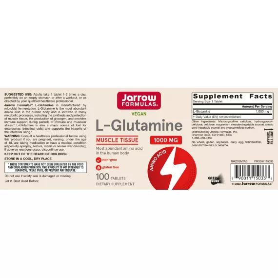 Glutamine 100 tabletten 1000mg voor gezonde darmen en sneller herstel