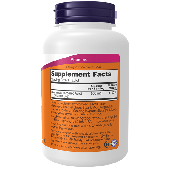 B3 - Niacin 500mg 250 sustained-release tabletten voor energieproductie | NOW