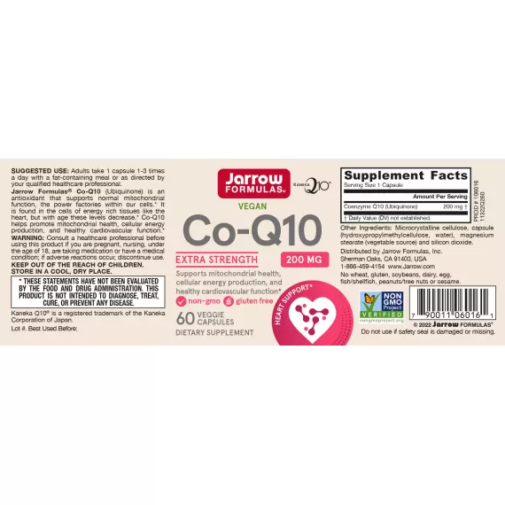 Q10 200mg 60 capsules - ubiquinon (co-enzym Q10) voor een vitaal hart | Jarrow Formulas