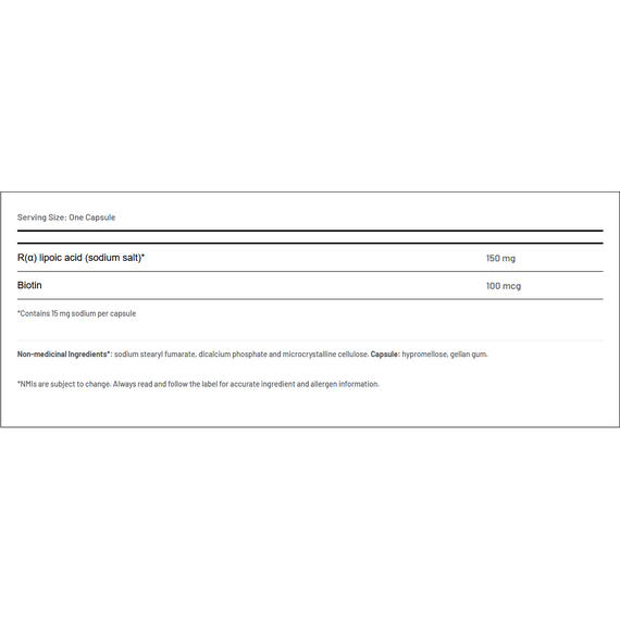 R-Lipoic Acid 90 capsules - R-alpha lipoic acid and biotin metabolizes carbohydrates | AOR