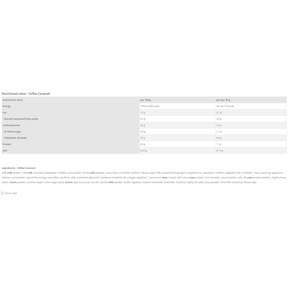Protein Crunch Bar 35g toffee caramel - 12 knapperige eiwitrepen met luchtige lichte eiwitvulling en heerlijk laagje chocolade | Best Body