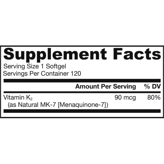 K - MK7 90mcg 120 softgels - menaquinon vitamine K2, voor sterkere botten en elastische aders | Jarrow Formulas