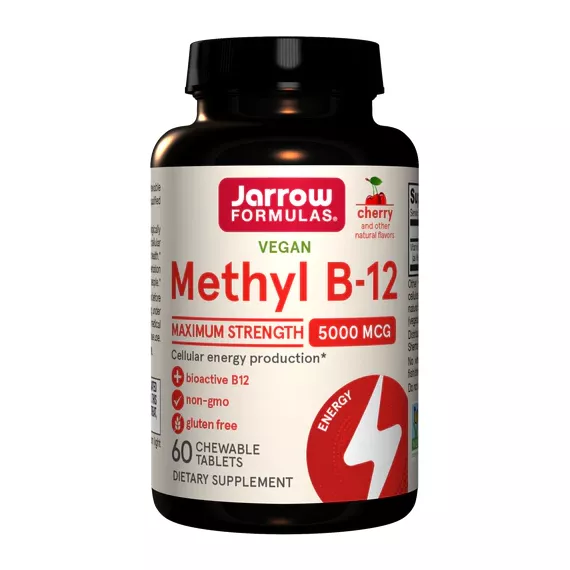 B12 - Methylcobalamine 5000mcg 60 zuigtabletten kersensmaak - de hersenvitamine voor energie, geheugen, stemming, slaap en prestaties | Jarrow Formulas