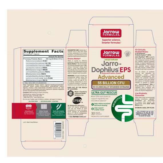 Jarro-Dophilus EPS Ultra Potency 55 billion 30 capsules, the ultimate travel probiotic | Jarrow Formulas