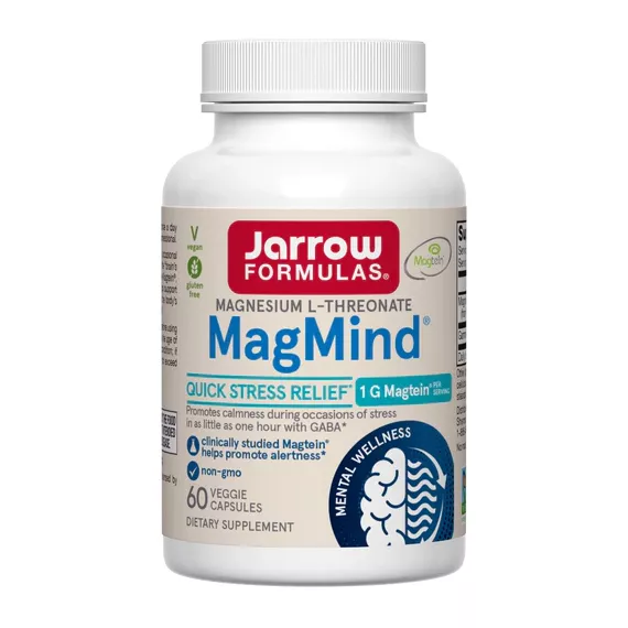 Jarrow Formulas® MagMind® Quick Stress Relief+GABA helpt om binnen één uur incidentele stress te verminderen