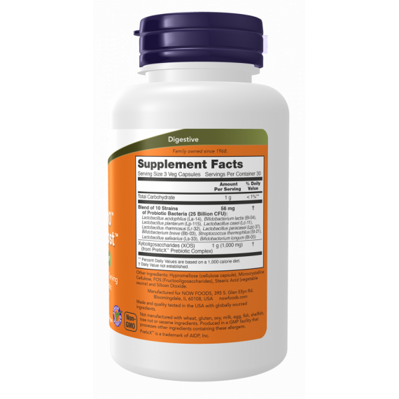 XOS+Probiotic-10™ & Bifido Boost™ capsules - xylo-oligosaccharides (XOS) with ten clinically studied strains to promote growth of beneficial bacteria | NOW