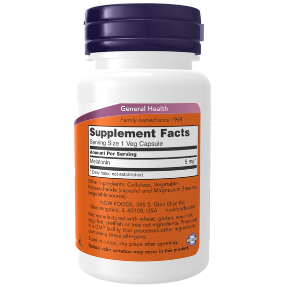 Melatonin 5mg 60 capsules - melatonin for quick absorption | NOW