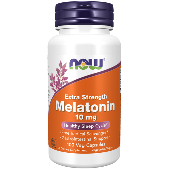 Melatonin Extra Strength 10mg 100 capsules - highly dosed melatonin for quick absorption | NOW Foods