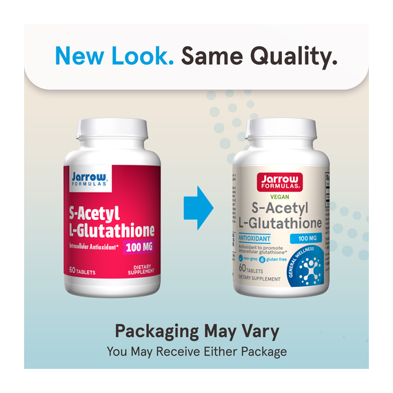 S-Acetyl L-Glutathione 100mg 60 tablets - major intracellular anti-oxidant | Jarrow Formulas