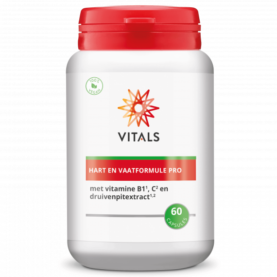 Hart en Vaatformule Pro 60 capsules - cardiovascular formula with biologically active vitamins, alpha lipoic acid, OPCs and Q10| Vitals
