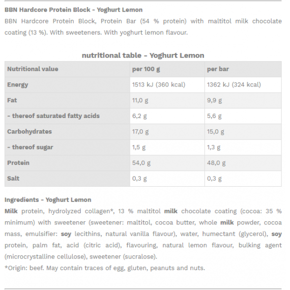 Protein Block 90g - lekkere eiwitreep met 45 gram eiwit  in citroenyoghurtsmaak | Best Body