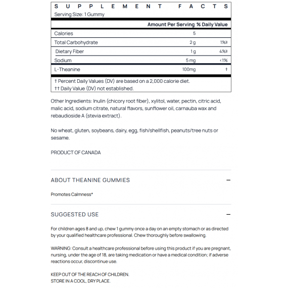 Theanine 60 Gummies - 100mg per snoepje, ontspant en verbetert het leervermogen | Jarrow Formulas