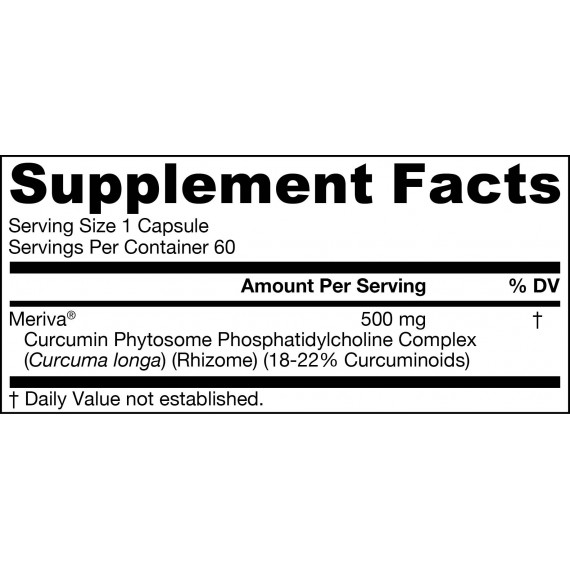 Curcumin Phytosome 60 capsules kleinverpakking - kurkumafytosoom-fosfatidylcholine complex | Jarrow Formulas