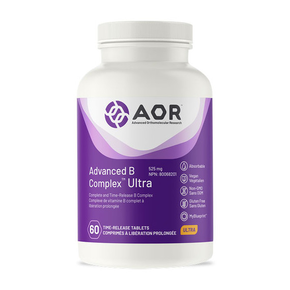 B - Ultra Advanced B complex 60 time-released tablets - benfotiamine, methyl-B12, 5MTHF, pantethine and PQQ | AOR Advanced Orthomolecular Research