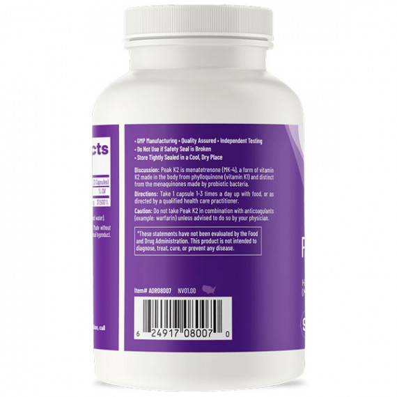K - Peak K2 90 capsules - high-dose menatetrenone MK4 | AOR