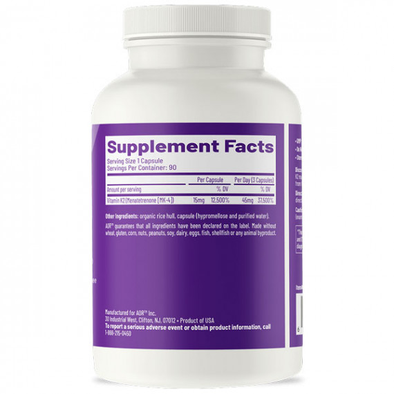 K - Peak K2 90 capsules - high-dose menatetrenone MK4 | AOR