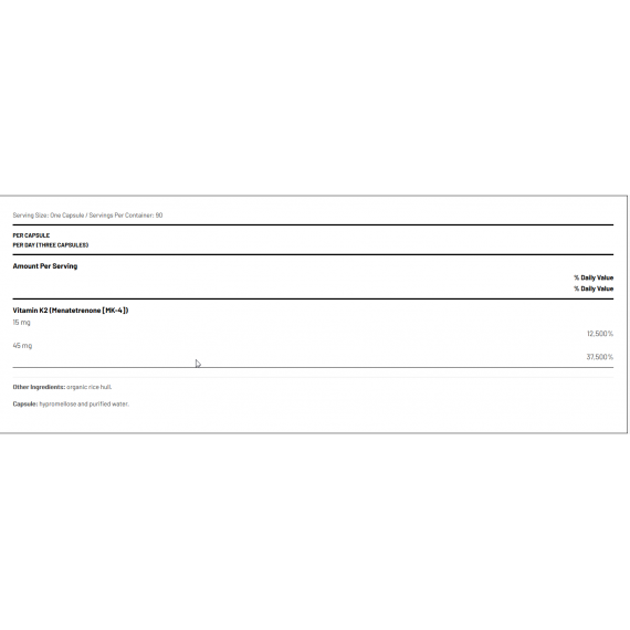K - Peak K2 90 capsules - high-dose menatetrenone MK4 | AOR