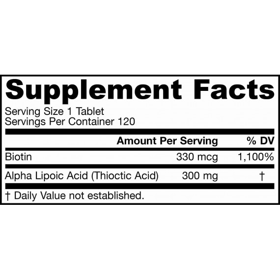 Alpha Lipoic Sustain 300mg 120 tablets value-size -  sustained release alpha lipoic acid and biotin | Jarrow Formulas