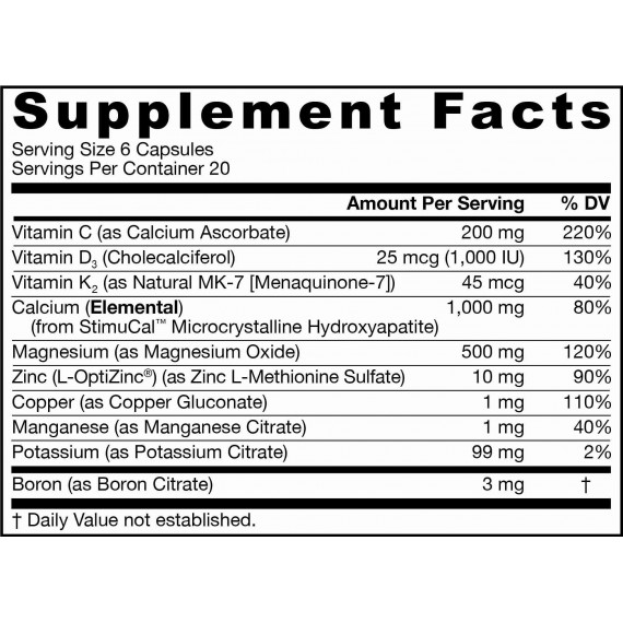 Bone-Up 120 capsules proefverpakking - - uitgekiend calciumsupplement met calcium (MCHA) , magnesium, vitamine C, D3, K2 (MK7) | Jarrow Formulas