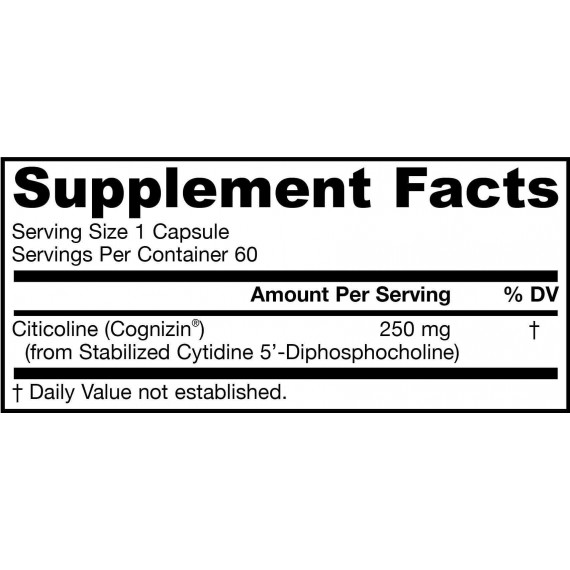 Citicoline 250mg 60 capsules - CDP Choline verbetert langetermijngeheugen | Jarrow Formulas