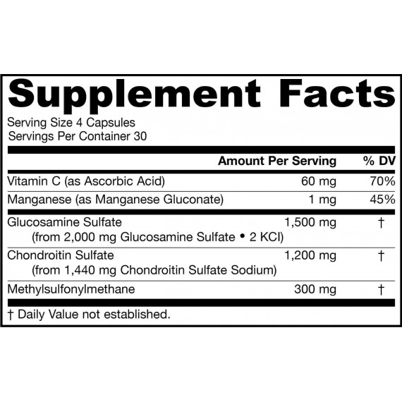 Glucosamine + Chondroitin + MSM 120 capsules trial-size for optimal joint support | Jarrow Formulas