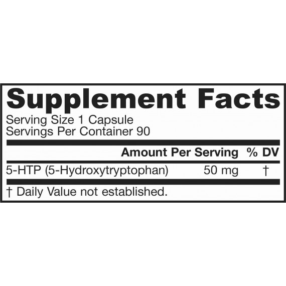 5-HTP 50mg 90 capsules - 5-hydroxytryptophan from Griffonia simplicifolia, needed for production of serotonin and melatonin | Jarrow Formulas