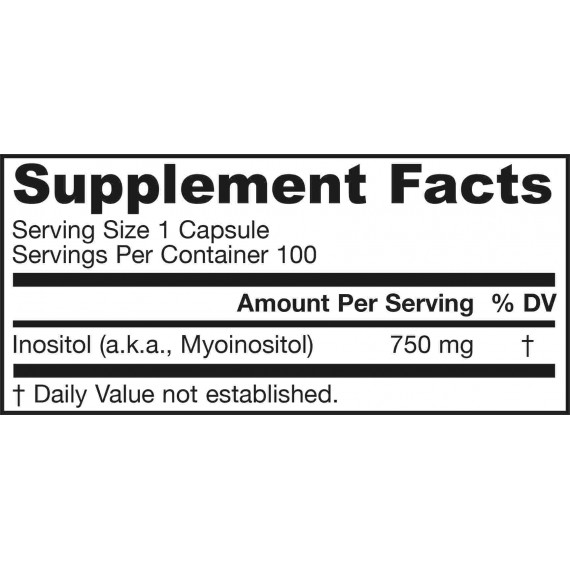 Inositol 750mg 100 capsules - belangrijk voor de overdracht van zenuwsignalen | Jarrow Formulas
