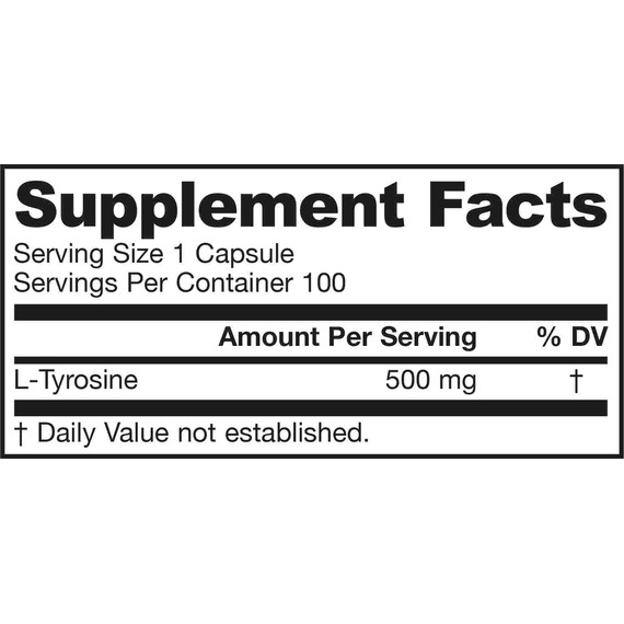 Tyrosine 500mg 100 capsules ondersteunt aanmaak van neurotransmitters | Jarrow Formulas