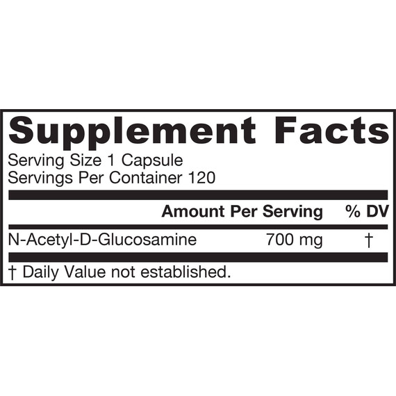 N-acetyl Glucosamine 700mg 120 capsules - veelzijdige glucosamine voor gewrichten en darmwand | Jarrow Formulas