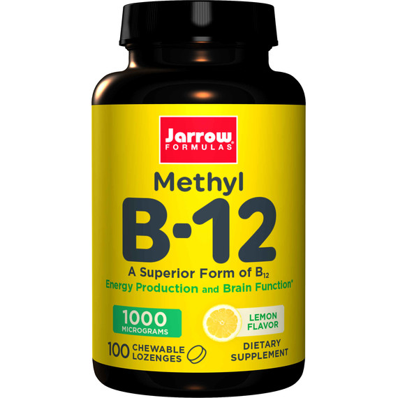 B12 - Methylcobalamin 1000mcg 100 lozenges lemon flavour, the brain vitamin for energy, memory, mood, sleep and performance | Jarrow Formulas