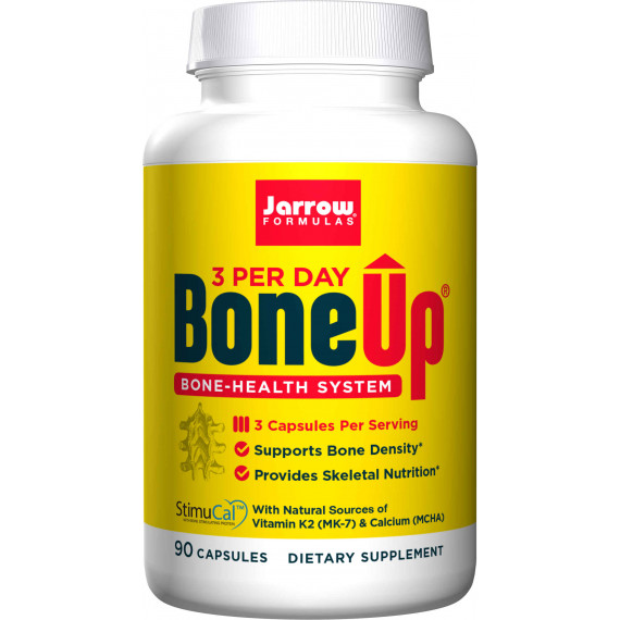 Bone-Up Three Per Day 90 capsules trial-size - calcium (MCHA) , magnesium, vitamine C, D3, K2 (MK-7) - best source of calcium for strong bones | Jarrow Formulas