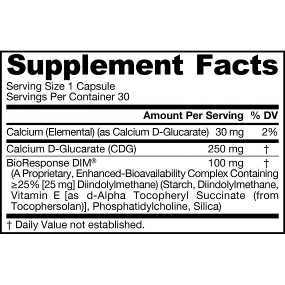 DIM + CDG 30 capsules  - diindolylmethaan + calcium D-glucaraat voor een gezonde hormoonbalans | Jarrow Formulas