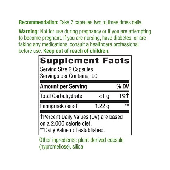 Fenugreek Seed 180 capsules - Trigonella foenum-graecum | Nature's Way