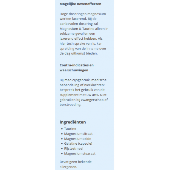 Magnesium + Taurine 180 capsules | Power Supplements